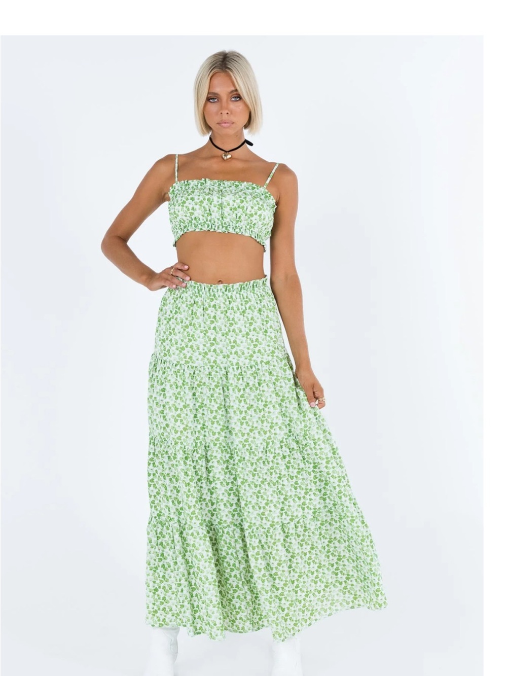 Princess Polly Light Green Floral Set